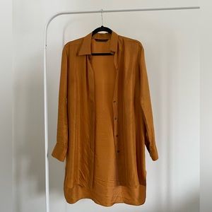 Zara Ochre Long Button Up Blouse